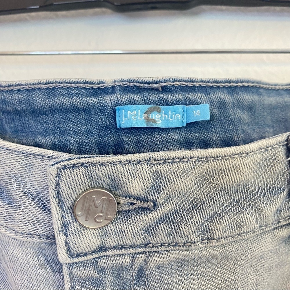 J. McLaughlin Light Blue Denim high waisted straight leg Pants size 14 - Picture 4 of 7